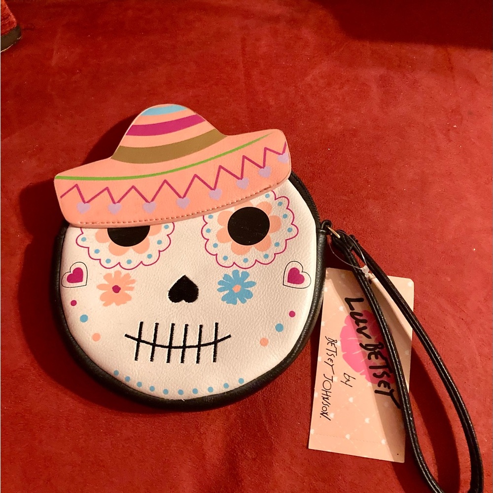 Betsey Johnson Dia De Los Muertos Mini Clutch/ Coin Purse